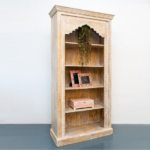 Buy Blue City Decor Oasis Crest Carved Mango Wood Bookshelf | Bookshelf | Wooden Bookshelf | Living Room Furniture | Dining Room Furniture | Wooden Crockery Unit | Crockery Unit | Display Unit | Wooden Display Unit | Blue City Decor