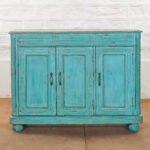 Buy Blue City Decor Artisan Carved Azure 3-Door Sideboard | Wooden Sideboard | Living Room Furniture | Dining Room Furniture | Wooden Cabinet | Cabinet | Sideboard | Blue City Decor