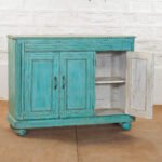 Buy Blue City Decor Artisan Carved Azure 3-Door Sideboard | Wooden Sideboard | Living Room Furniture | Dining Room Furniture | Wooden Cabinet | Cabinet | Sideboard | Blue City Decor