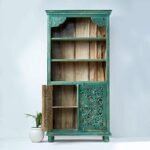 Blue City Decor Hand-Carved Oasis Wooden Bookshelf Cabinet - Image 2