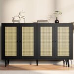 Buy Blue City Decor Golden Weave 4-Door Rattan Sideboard | Wooden Sideboard | Living Room Furniture | Dining Room Furniture | Wooden Cabinet | Cabinet | Sideboard | Blue City Decor