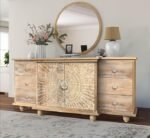 Blue City Decor Sunburst Crest Solid Mango Wood Sideboard - Image 2