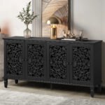 Blue City Decor Floral Dynasty Hand-Carved Wood Cabinet - Image 2