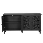 Blue City Decor Floral Dynasty Hand-Carved Wood Cabinet - Image 6