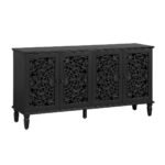 Blue City Decor Floral Dynasty Hand-Carved Wood Cabinet - Image 3