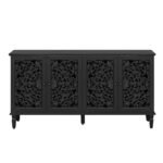 Blue City Decor Floral Dynasty Hand-Carved Wood Cabinet - Image 4