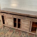 Blue City Decor Vintage Shutter Carved Solid Wood Sideboard - Image 4