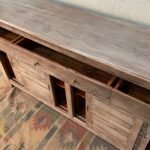 Blue City Decor Vintage Shutter Carved Solid Wood Sideboard - Image 6