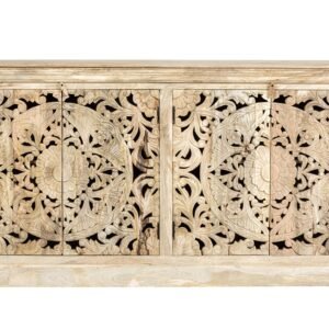 Buy Blue City Decor Regal Jali Carved Solid Wood Sideboard | Wooden Sideboard | Living Room Furniture | Dining Room Furniture | Wooden Cabinet | Cabinet | Sideboard | Blue City Decor