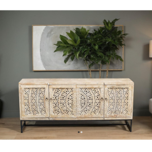 Buy Blue City Decor Heritage Craft Solid Wood Sideboard | Wooden Sideboard | Living Room Furniture | Dining Room Furniture | Wooden Cabinet | Cabinet | Sideboard | Blue City Decor