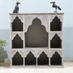 Blue City Decor Grey Royale Carved Solid Wood Bookshelf - Image 3