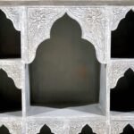 Blue City Decor Grey Royale Carved Solid Wood Bookshelf - Image 6