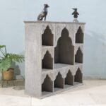 Blue City Decor Grey Royale Carved Solid Wood Bookshelf - Image 5