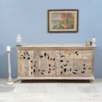 Buy Blue City Decor Floral Crest Premium Wood Sideboard | Wooden Sideboard | Living Room Furniture | Dining Room Furniture | Wooden Cabinet | Cabinet | Sideboard | Blue City Decor