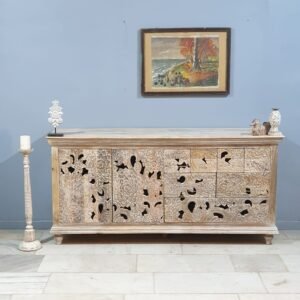 Buy Blue City Decor Floral Crest Premium Wood Sideboard | Wooden Sideboard | Living Room Furniture | Dining Room Furniture | Wooden Cabinet | Cabinet | Sideboard | Blue City Decor