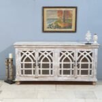 Blue City Decor Arched Heritage Glass Solid Wood Sideboard - Image 2