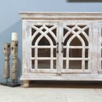 Blue City Decor Arched Heritage Glass Solid Wood Sideboard - Image 6