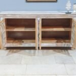 Blue City Decor Arched Heritage Glass Solid Wood Sideboard - Image 4