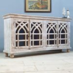 Blue City Decor Arched Heritage Glass Solid Wood Sideboard - Image 5