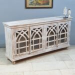 Blue City Decor Arched Heritage Glass Solid Wood Sideboard - Image 3
