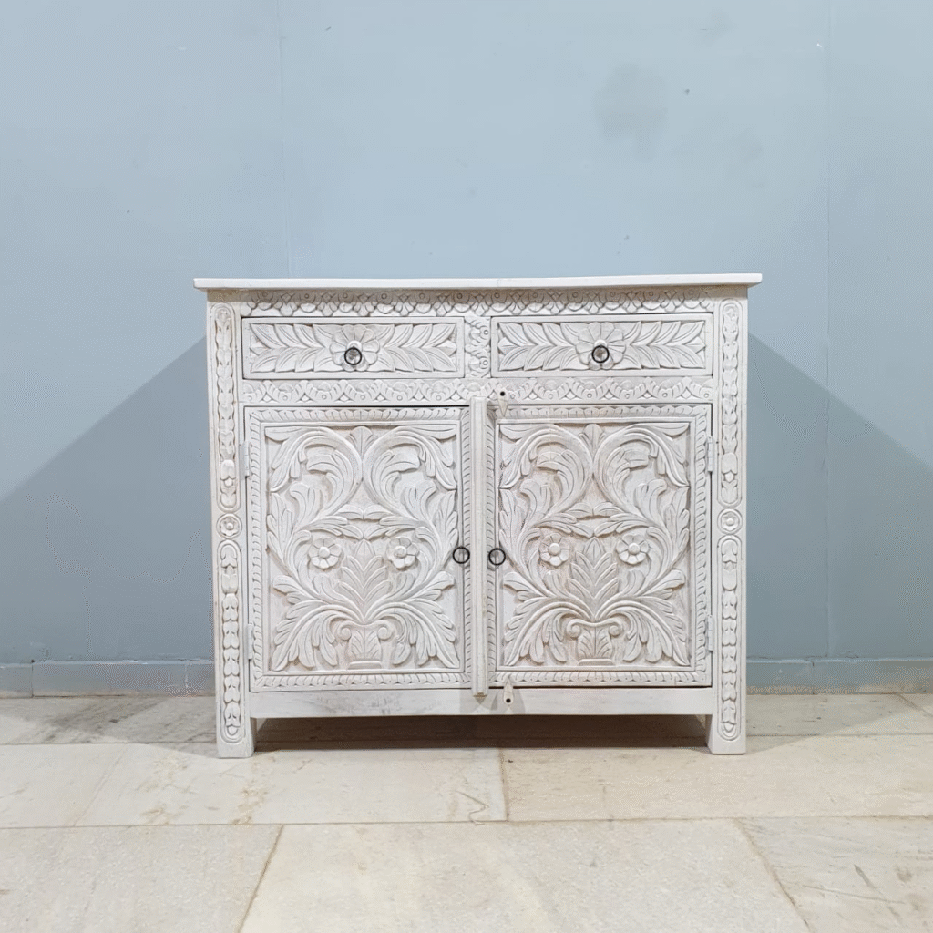 Buy Blue City Decor Ivory Crest Carved Sideboard with Drawers | Wooden Sideboard | Living Room Furniture | Dining Room Furniture | Wooden Cabinet | Cabinet | Sideboard | Blue City Decor