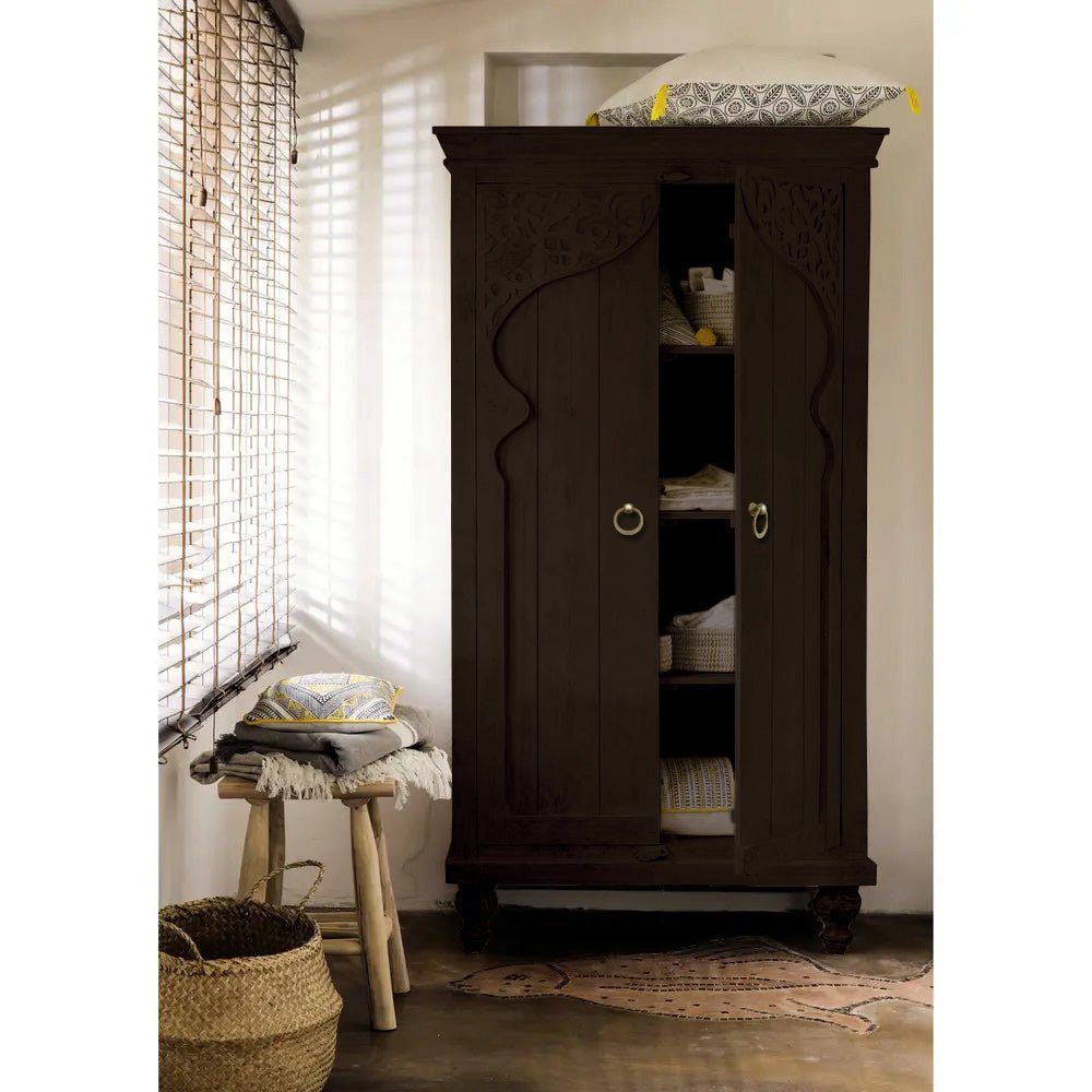 Buy Blue City Decor Walnut Heritage Storage Cupboard | Wardrobe | Wooden Wardrobe | Almirah | Wooden Almirah | Bedroom Furniture | Solid Wood Furniture | Blue City Decor