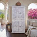 Buy Blue City Decor Regal Era Carved Wood Almirah | Wardrobe | Wooden Wardrobe | Almirah | Wooden Almirah | Bedroom Furniture | Solid Wood Furniture | Blue City Decor