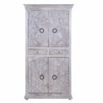 Blue City Decor Regal Era Carved Wood Almirah - Image 2