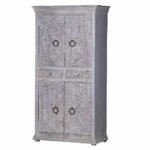 Blue City Decor Regal Era Carved Wood Almirah - Image 5