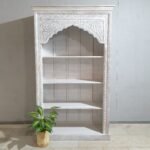 Buy Blue City Decor Grande Mehrab Hand-Carved Wood Bookshelf | Bookshelf | Wooden Bookshelf | Living Room Furniture | Dining Room Furniture | Wooden Crockery Unit | Crockery Unit | Display Unit | Wooden Display Unit | Blue City Decor