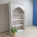 Blue City Decor Grande Mehrab Hand-Carved Wood Bookshelf - Image 2