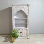 Buy Blue City Decor Mehrab Crest Hand-Carved Wooden Bookshelf | Bookshelf | Wooden Bookshelf | Living Room Furniture | Dining Room Furniture | Wooden Crockery Unit | Crockery Unit | Display Unit | Wooden Display Unit | Blue City Decor