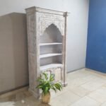 Blue City Decor Mehrab Crest Hand-Carved Wooden Bookshelf - Image 3