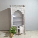 Blue City Decor Mehrab Crest Hand-Carved Wooden Bookshelf - Image 4