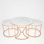 Blue City Decor Copper Aura Marble & Metal Coffee Table Trio - Image 3