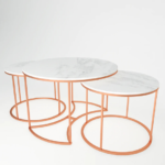 Blue City Decor Copper Aura Marble & Metal Coffee Table Trio - Image 6