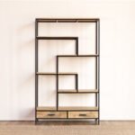 Buy Blue City Decor Acacia Edge Dual-Drawer Display Bookcase | Bookshelf | Wooden Bookshelf | Living Room Furniture | Dining Room Furniture | Wooden Crockery Unit | Crockery Unit | Display Unit | Wooden Display Unit | Blue City Decor