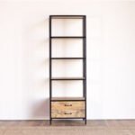 Buy Blue City Decor Industrial Acacia Dual-Drawer Bookcase | Bookshelf | Wooden Bookshelf | Living Room Furniture | Dining Room Furniture | Wooden Crockery Unit | Crockery Unit | Display Unit | Wooden Display Unit | Blue City Decor