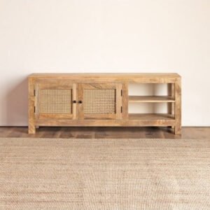 Buy Blue City Decor Natural Weave Mango Wood TV Console | Bookshelf | Wooden Bookshelf | Living Room Furniture | Dining Room Furniture | Wooden Crockery Unit | Crockery Unit | Display Unit | Wooden Display Unit | Blue City Decor