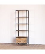 Blue City Decor Industrial Acacia Dual-Drawer Bookcase - Image 2