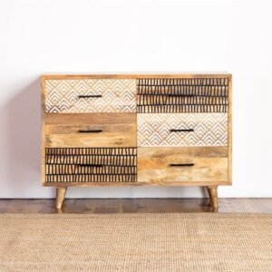 Buy Blue City Decor Traditional Hand-Carved Wooden Dresser | Chest of Drawers | Wooden Chest of Drawers | Bedroom Furniture | Living Room Furniture | Solid Wood Furniture | Blue City Decor