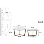 Blue City Decor Luxe Marble-Top Dual Coffee Table Set in Gold - Image 6