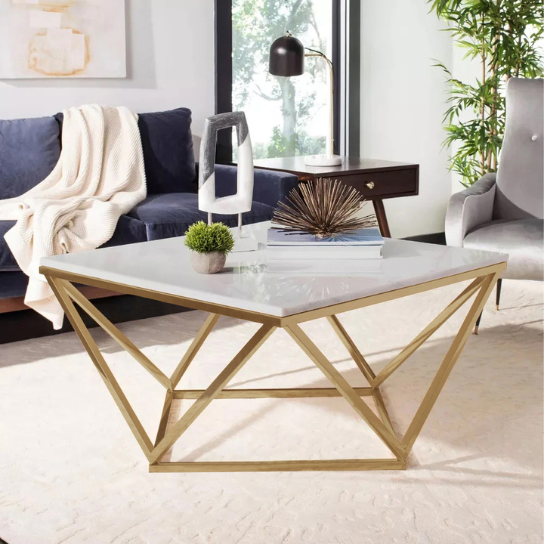 Buy Blue City Decor Golden Atelier Marble-Top Coffee Table | Coffee Table | Wooden Coffee Table | Living Room Furniture | Solid Wood Furniture | Blue City Decor