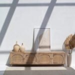 Buy Blue City Decor Rattan Crest Arched Door TV Cabinet | Bookshelf | Wooden Bookshelf | Living Room Furniture | Dining Room Furniture | Wooden Crockery Unit | Crockery Unit | Display Unit | Wooden Display Unit | Blue City Decor