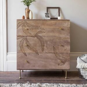 Buy Blue City Decor Hand-Carved Classic Wooden 3-Drawer Chest | Chest of Drawers | Wooden Chest of Drawers | Bedroom Furniture | Living Room Furniture | Solid Wood Furniture | Blue City Decor