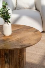 Blue City Decor Handcrafted Natural Solid Wood Coffee Table - Image 3