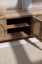 Blue City Decor Rattan Crest Arched Door TV Cabinet - Image 2