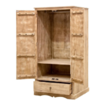 Blue City Decor Natural Jodhpur Carved Wooden Almirah - Image 4