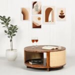 Buy Blue City Decor Mango Weave Round Coffee Table | Coffee Table | Wooden Coffee Table | Living Room Furniture | Solid Wood Furniture | Blue City Decor