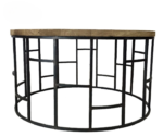 Blue City Decor Mango Round Wood Coffee Table with Metal Base - Image 2